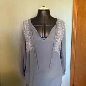Lucky Brand Gray Floral Blouse